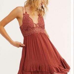 Free People Rust brown Lace Mini Dress